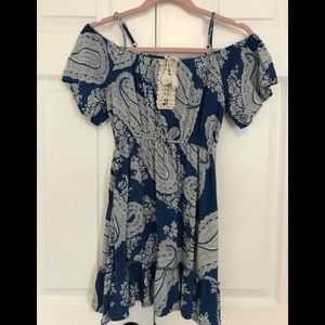 Girls blue and white dress